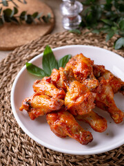 Classic New Orleans BBQ Roasted chicken buffalo wings.