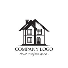 a house silhouette black and white illustration for logo company vector image