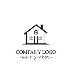 a house silhouette black and white illustration for logo company vector image