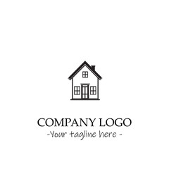 a house silhouette black and white illustration for logo company vector image