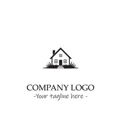 a house silhouette black and white illustration for logo company vector image