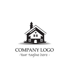 a house silhouette black and white illustration for logo company vector image