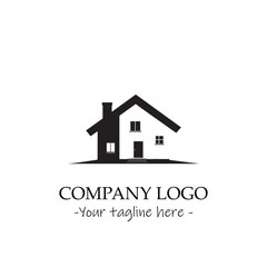 a house silhouette black and white illustration for logo company vector image