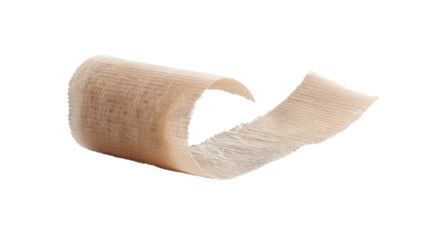 Unraveling Healthcare: An artistic display of a medical bandage. Capturing the intricate textures and delicate nature of a common healthcare supply.