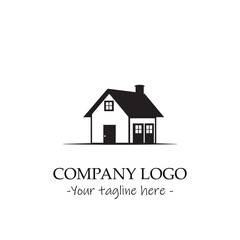 a house silhouette black and white illustration for logo company vector image
