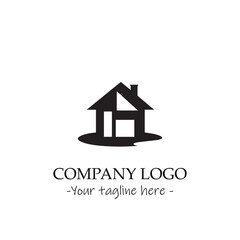 a house silhouette black and white illustration for logo company vector image