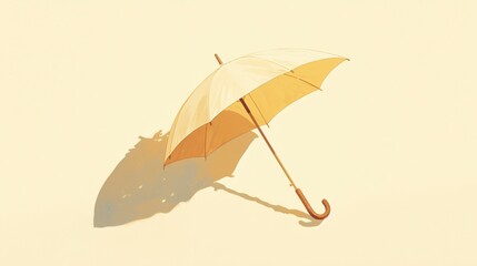 Warm Floating Umbrella Casting Soft Shadow on Light Background