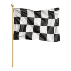 Black and White Checkered Racing Flag on a Pole