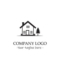 a house silhouette black and white illustration for logo company vector image