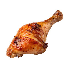 Grilled chicken leg isolated on a transparent background