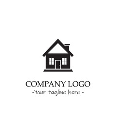 a house silhouette black and white illustration for logo company vector image