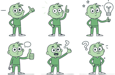 Funny cartoon zombie android and green alien characters illustration