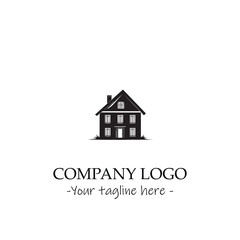 a house silhouette black and white illustration for logo company vector image