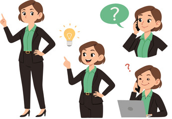 Business People Set Cartoon Vector Illustration of Men and Women in Suits Teamwork and Success at Office