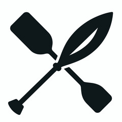 very simple flat and minimalist Canoe Paddle silhouette in black on a white background