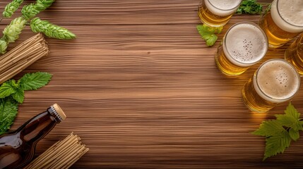 A refreshing glass of beer beside a fresh bunch of hops representing craft brewing culture