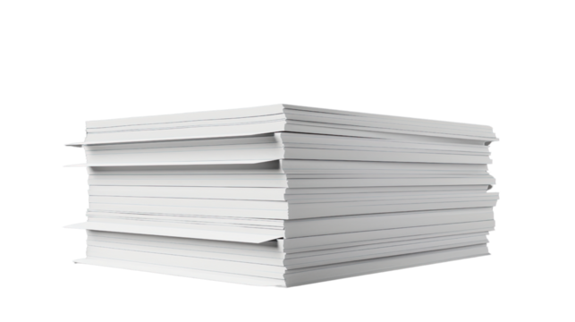 Pile of Documents: A stack of pristine white paper documents, neatly arranged, embodying concepts of organization and professionalism, inviting the imagination.