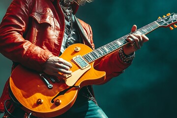 Obraz premium Musician Playing Guitar Stage.