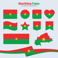 Burkina Faso flag flat design of flags stationery shape collection