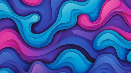 Obraz premium Abstract Blue Pink Purple Wave Paper Cut Design Background Illustration