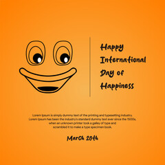 Happy International Day of Happiness card, poster. design Vector  illusration