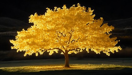 Golden Autumn Tree with Sunset Glow.