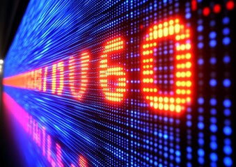 Glowing digital display showcasing data and other numerical information