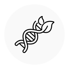 DNA Genetic Modification Icon. Gene Editing and Agriculture Symbol. Illustration for Biotech Farming Concept.