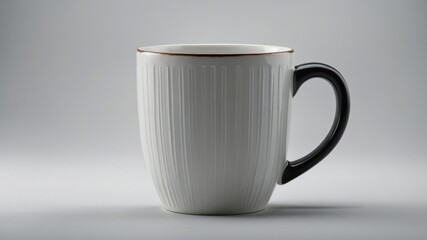"Minimalist White Ceramic Mug – Ribbed Texture & Elegant Studio Photography"