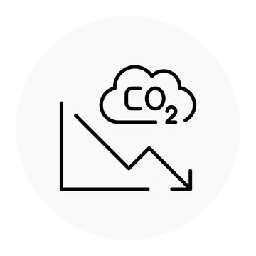 CO2 Emission Reduction Icon. Carbon Footprint Lowering Symbol. Illustration for Environmental Sustainability Concept.