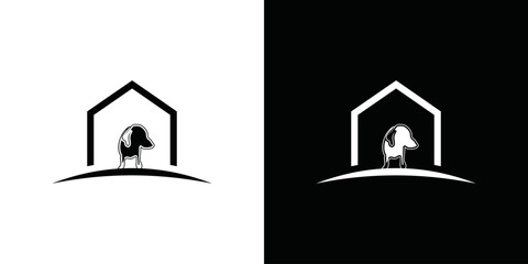simple dog house logo vector