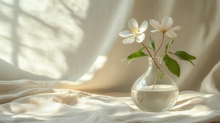 Sunlit Blooms in Glass Vase