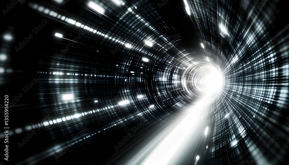 Poster a futuristic tunnel of light, representing speed and innovation in technology. a visual metaphor for