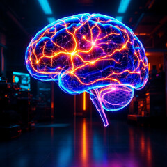 "Neural Networks Explained with a Glowing Brain Concept"

