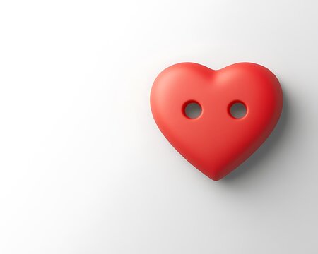 A smooth red heart shaped button with two small holes