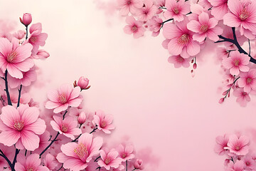 Obraz premium Copy space pattern nature art sakura flower are pink cool tone design for print decorate product and other. tree, kimono, cool tone, ornament, painting, paint, branch, backgrounds, pink flowers.