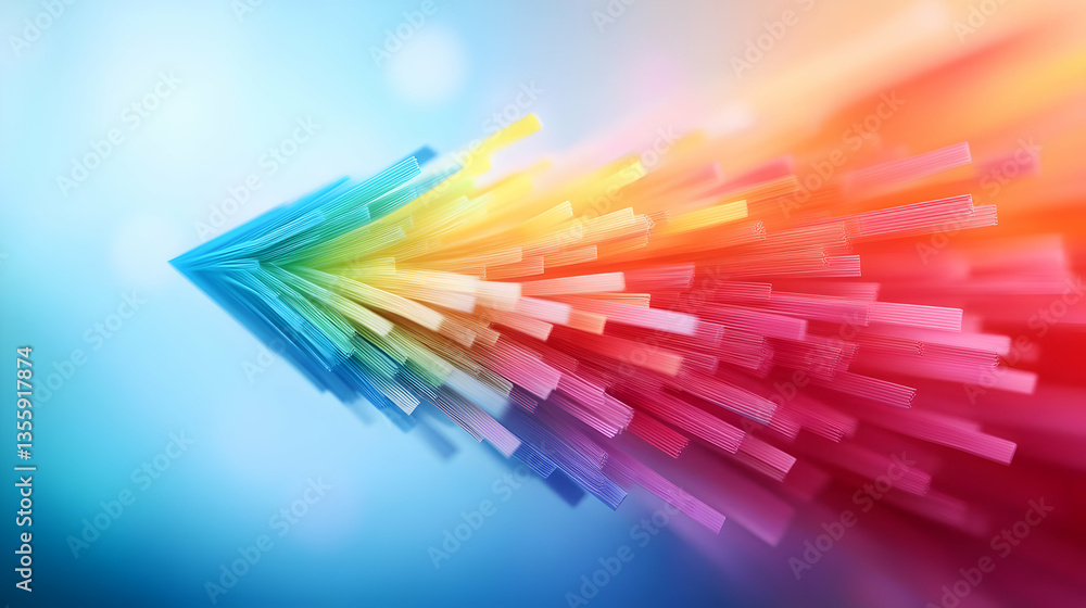 Poster a vibrant burst of colorful lines radiating outward, creating a dynamic abstract design that symboli