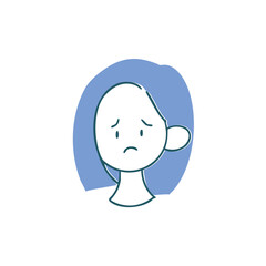困り顔のショートヘアの女性　シンプルな手描き単品イラスト