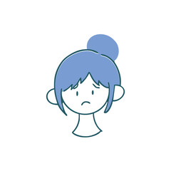 困り顔のまとめ髪の女性　シンプルな手描き単品イラスト