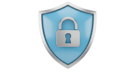 Isolated Security Shield with Padlock Safety Symbol