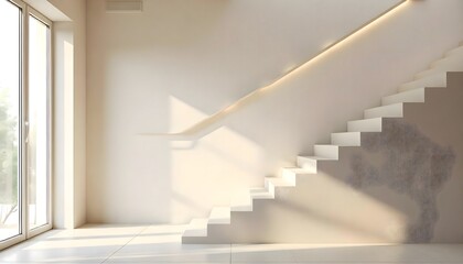 Obraz premium Modern Home Design Inspiration Featuring a Curved White Staircase with Ocean Views
