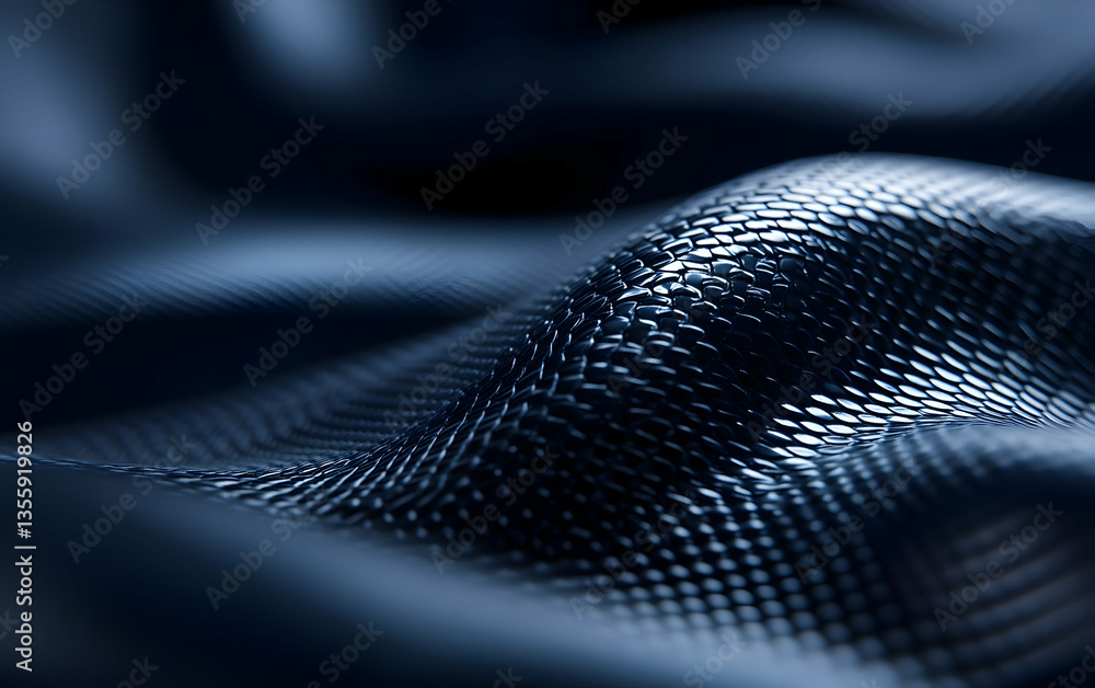 Poster close-up of a smooth, dark fabric surface showcasing elegant texture and patterns, perfect for texti