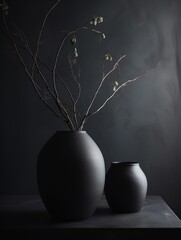 Dark, Matte-Finish Vase Arrangement