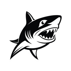 Fototapeta premium Fierce Shark Head Silhouette Vector Illustration