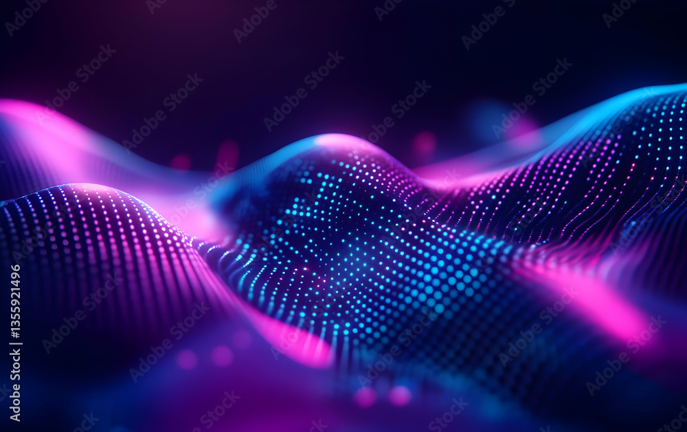 Aufkleber vibrant abstract waves of light and texture, showcasing a captivating blend of colors and digital pa