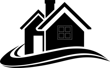 Simple house icon silhouette black vector art illustration.