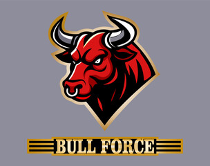 Red Bull Head with Bold Typography - Logo and Brand Illustration