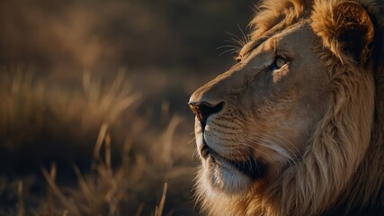  "Majestic Lion in Golden Hour – Regal Profile with a Cinematic Wildlife Aesthetic"