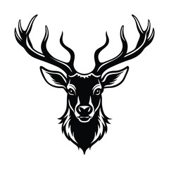 Naklejka premium Majestic Stag Deer Head Silhouette Vector Art