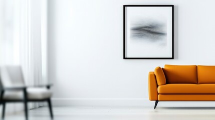 Modern Minimalist Living Room Interior Design with Abstract Art